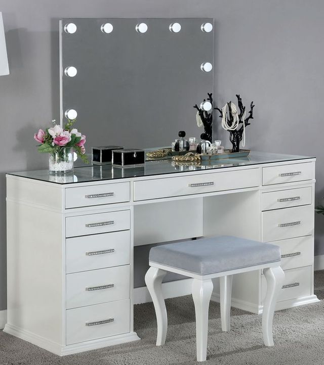 Furniture of America® Valentina 3-Piece Light Gray/Luminous White Vanity Set-1