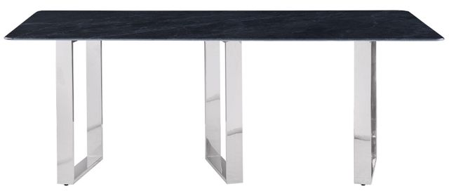 Coaster® Desden Gray Rectangular Dining Table with Silver Base-1