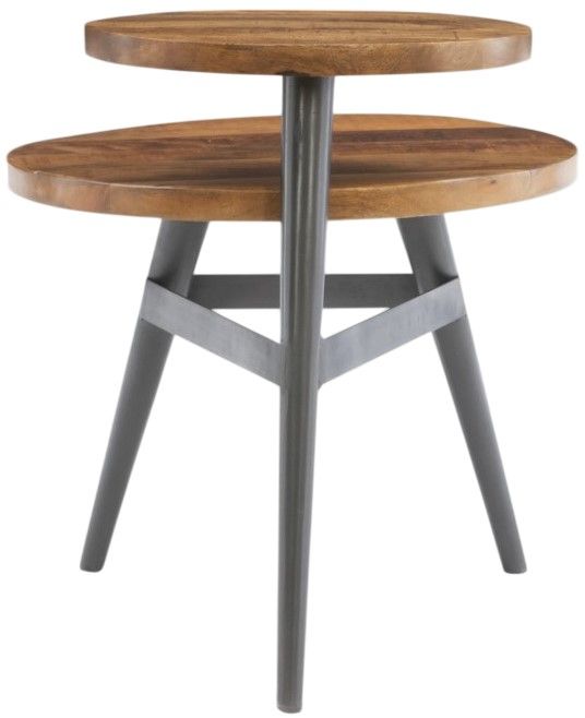 Powell® Denman Natural Two-Tiered Side Table with Gunmetal Base-3