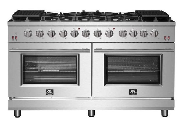 FORNO® Massimo Series 60" Stainless Steel Pro Style Gas Range-0