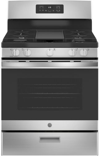 GE® 30" Black/Stainless Steel Freestanding Gas Range