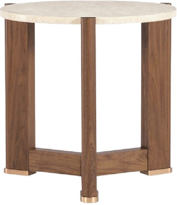 Hooker® Furniture Eleana Light Caramel Round End Table with Medium Wood Base-0