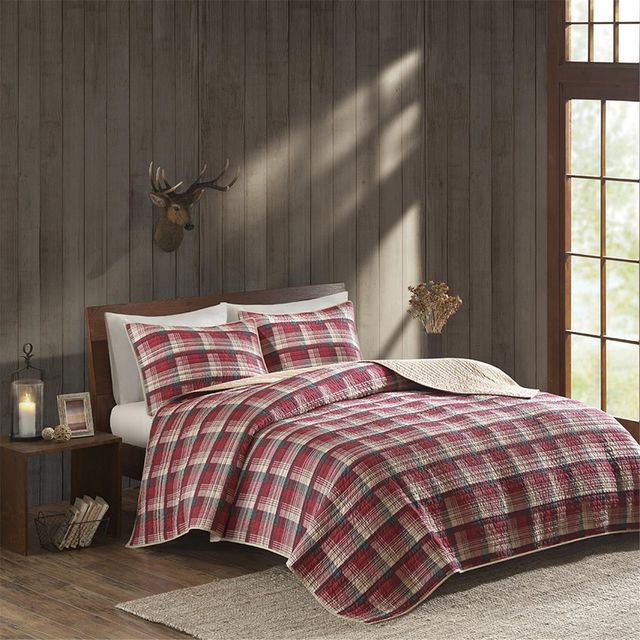Olliix by Woolrich Red King/California King Tasha Quilt Mini Set-3