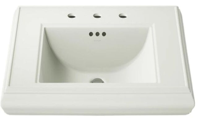 Kohler Memoirs® Dune Pedestal/Console Table Bathroom Sink Basin with 8" Widespread 3 Faucet Holes-4