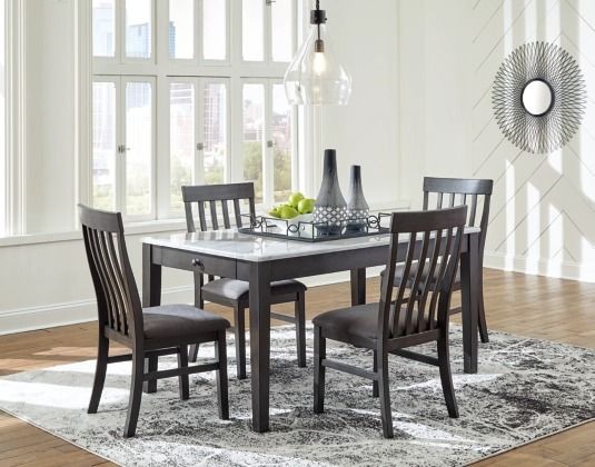 Benchcraft® Luvoni 5-Piece Dark Charcoal Gray Dining Room Set-3