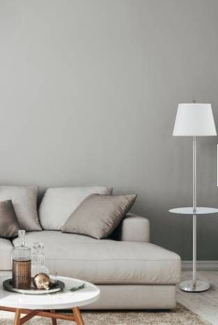 Cal® Lighting & Accessories Andros Brushed Steel Floor Lamp with Glass Tray-1