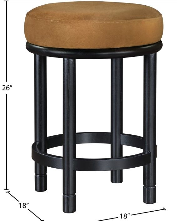 Meridian Furniture Monette Saddle/Black Upholstered Counter Stool-4