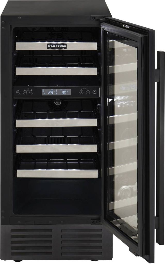 Marathon® 15" Black Stainless Steel Dual Zone Built-In Wine Cooler-1
