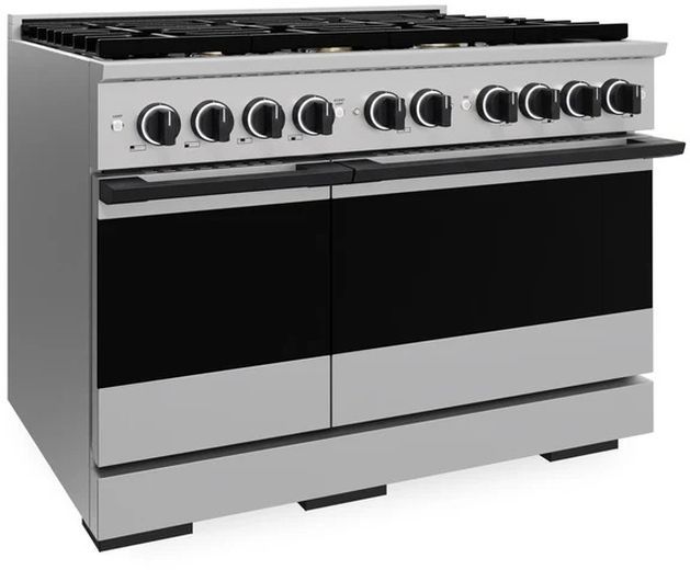 ZLINE Marino 48" Stainless Steel Pro Style Gas Range with Matte Black Accents-3