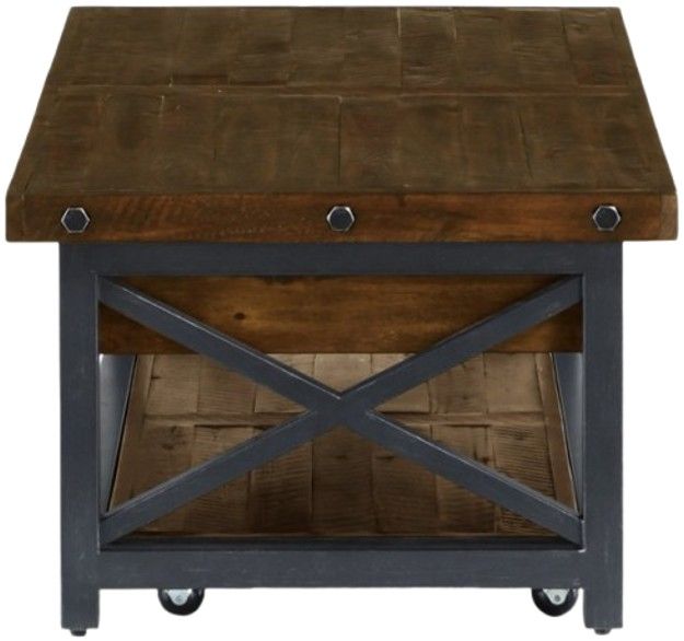 Flexsteel® Carpenter Dark Brown Lift-Top Coffee Table with Black Base-3