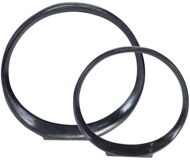 Uttermost® Orbits 2-Piece Black Ring Sculptures Set-0