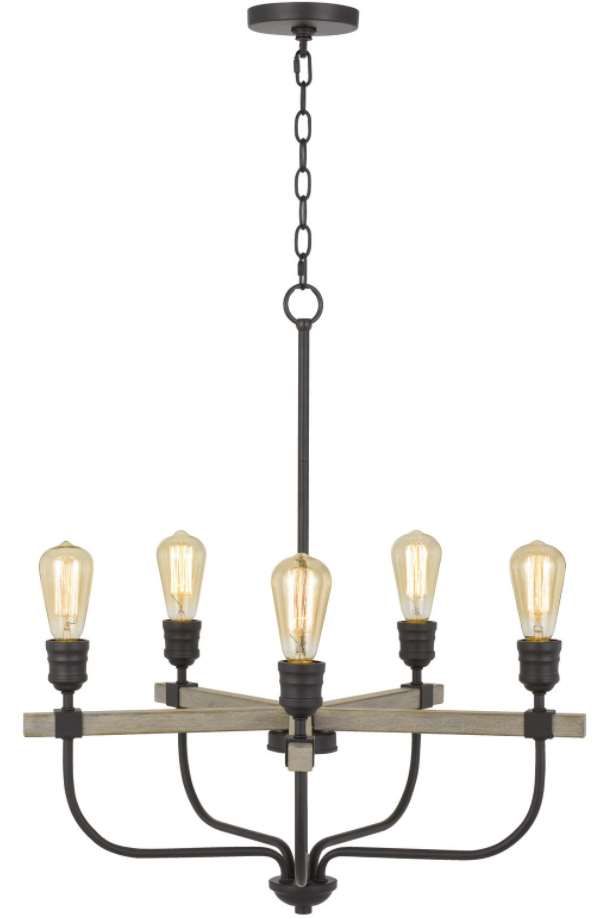 Cal® Lighting & Accessories Sion Iron/Natural Chandelier-1