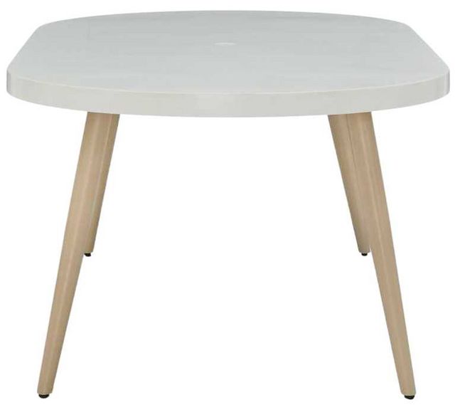 Signature Design by Ashley® Seton Creek White Oval Aluminum Outdoor Dining Table with Brown Base-2