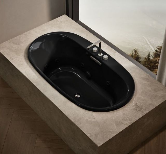 KOHLER® Underscore® Black 66" x 36" Drop-In/ Undermount Heated Whirlpool Bath-1