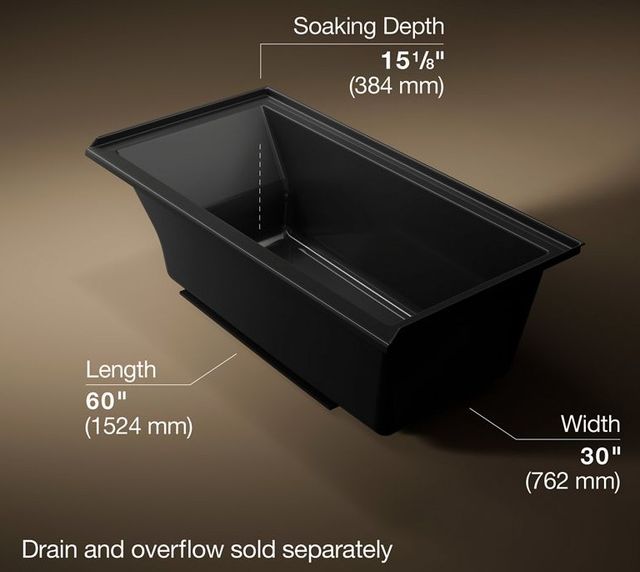 KOHLER® Underscore® Black 60" x 30" Alcove Bath with Bask® Heated Surface - Right Drain-4