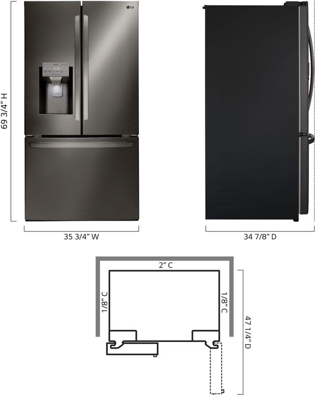 LG 26.2 Cu. Ft. PrintProof™ Black Stainless Steel French Door Refrigerator-4