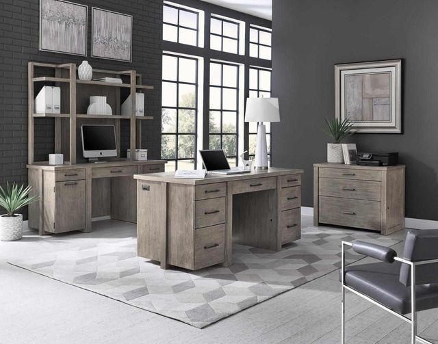 Aspenhome® Platinum Gray Linen Credenza Hutch-3
