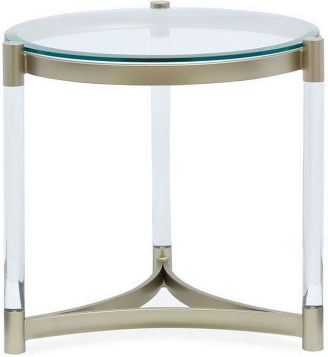 Magnussen Home® Silas Glass Top Round End Table with Platinum Acrylic Base-1