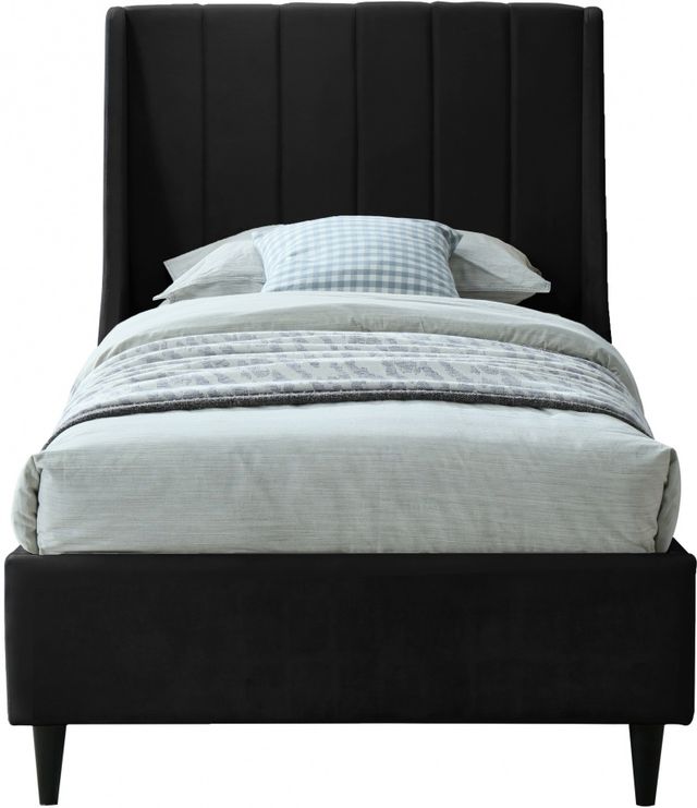 Meridian Furniture Eva Black Velvet Twin Bed-1