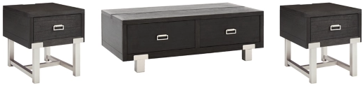 Signature Design by Ashley® Chisago 3-Piece Black/Silver Living Room Table Set-0