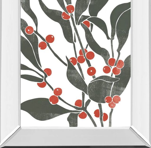 Classy Art Colorblock Berry Branch II by Emma Scarvey Mirror Framed Wall Art-1