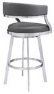 Armen Living Dione Brushed Stainless Steel/Grey Counter Stool-2