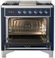 Ilve® Majestic III 36" Midnight Blue Pro Style Dual Fuel Liquid Propane Range with 6 Black Brass Burners and Chrome Trim-1