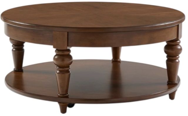 Flexsteel® Bellevue Whiskey Brown Round Coffee Table with Casters-0
