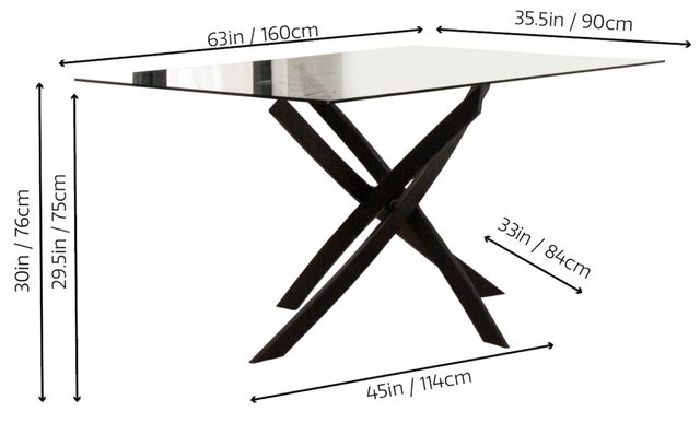 Cramco Lena Glass Top Dining Table with Matte Black Base-2