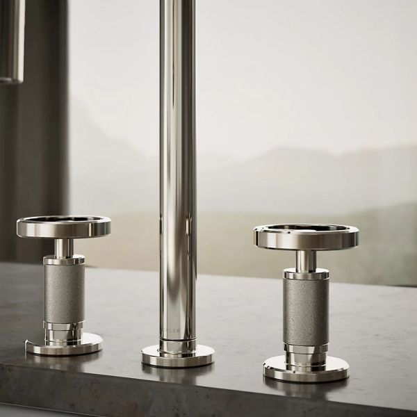 KOHLER® Billet® Vibrant Polished Nickel Kitchen Sink Faucet with 2-Function Sprayhead and Round Handles-4
