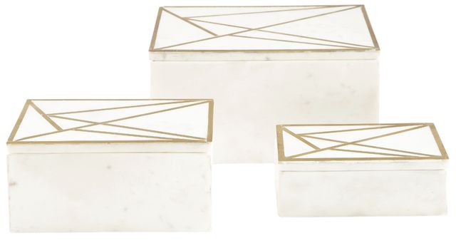 Signature Design by Ashley® Ackley 3-Piece White/Brass Box Set-0