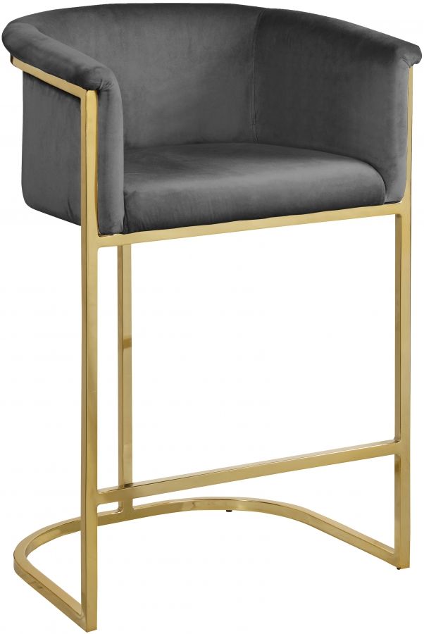 Meridian Furniture Donatella Gray Velvet Counter Stool-3