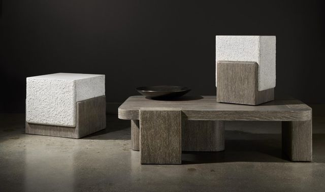 Bernhardt Monolith Millstone Top with Puma Side Table-1