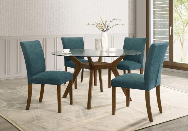 Coaster® Paxton 5-Piece Brown/Teal Blue Dining Table Set-1