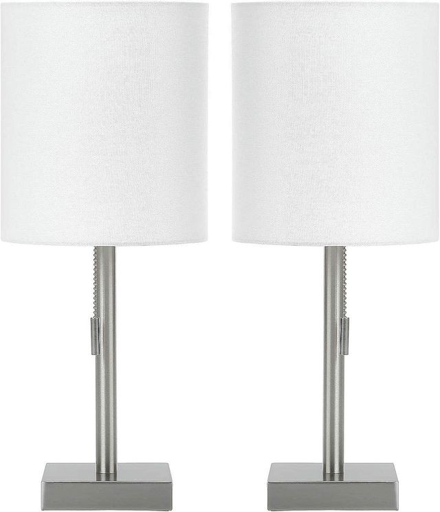 Monarch Specialties Inc. Set Of 2 17"H Silver Metal Table Lamps-0