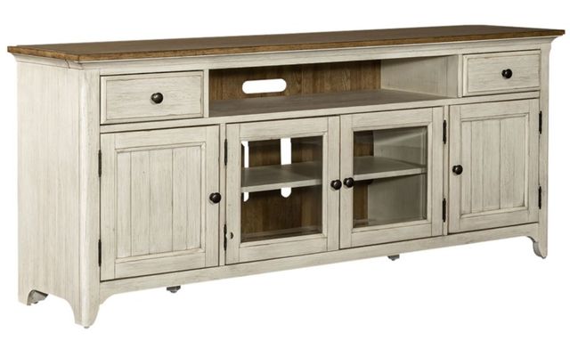 Liberty Furniture Farmhouse Reimagined Antique White/Chestnut Entertainment TV Stand
