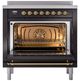 Ilve® Nostalgie II Noblesse 36'' Glossy Black Pro Style Induction Range with Brass Trim-1
