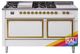 Ilve® Nostalgie II Noblesse 60'' Custom RAL Color Pro Style Dual Fuel Range with Brass Trim-0