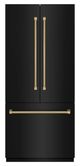 ZLINE Autograph Edition 36"  19.6 Cu. Ft. Black Stainless Steel French Door Built-In Bottom Freezer Refrigerator with Water Dispenser and Ice Maker in Graphite Gray Interior and Polished Gold Helix Handles-0