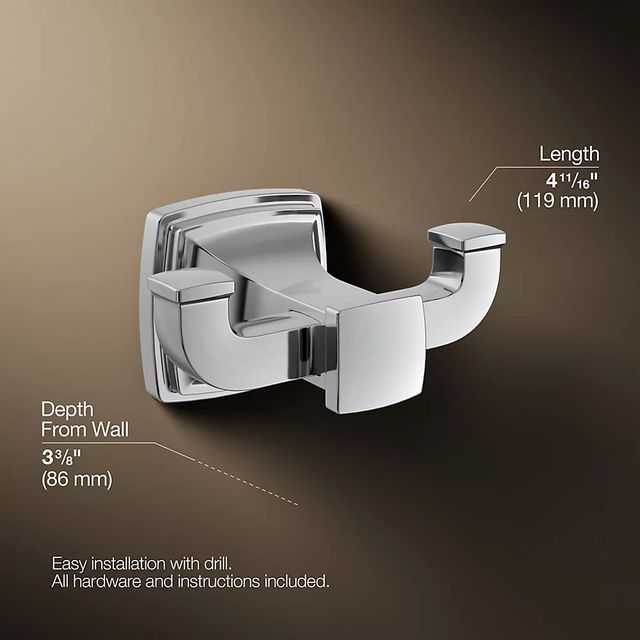 KOHLER® Riff® Polished Chrome Double Robe Hook-2