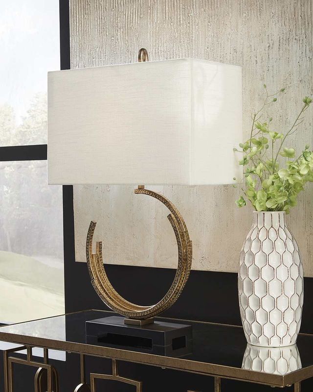 Signature Design by Ashley® Jaslene Antique Gold Metal Table Lamp-1