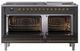 Ilve® Nostalgie II Noblesse 60'' Graphite Matte Pro Style Dual Fuel Range with Brass Trim-1