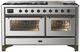 Ilve® Majestic III 60" Stainless Steel Pro Style Dual Fuel Liquid Propane Range with Triple Glass Door and Burnished Trim-0