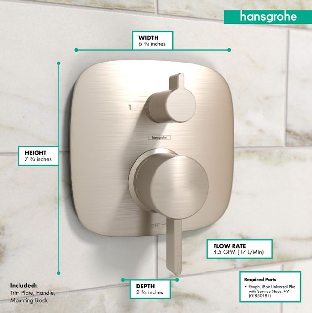 Hansgrohe Ecostat Brushed Nickel Pressure Balance Trim S with Diverter-3