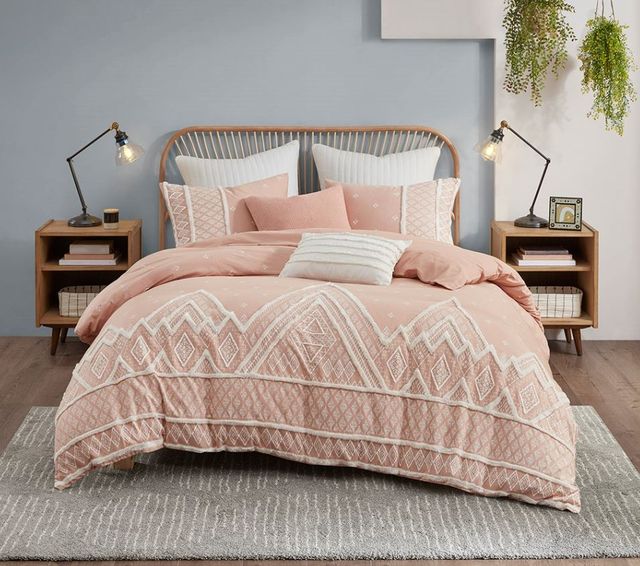 Olliix by INK+IVY Marta 3 Piece Blush King/California King Flax and Cotton Blended Comforter Set-4