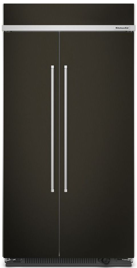 KitchenAid® 42 in. 25.5 Cu. Ft. PrintShield™ Finish Black Stainless Steel Built In Counter Depth Side-by-Side Refrigerator-0