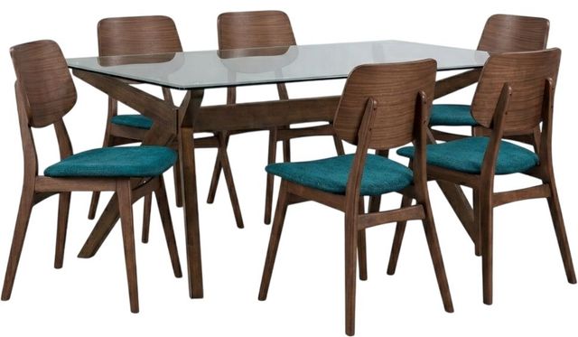 New Classic® Home Furnishings Oscar 7-Piece Teal/Walnut Dining Table Set-0