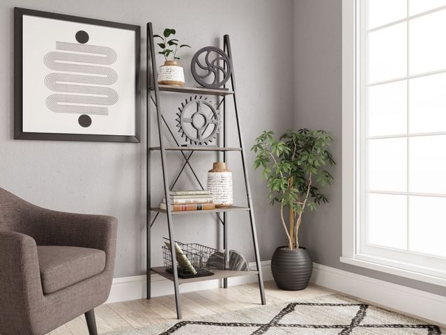 Signature Design by Ashley® Bertmond 71" Light Brown/Black Bookcase Shelves-4