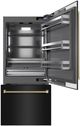 ZLINE Autograph Edition 36" 19.8 Cu. Ft. Black Stainless Steel Built In Bottom Freezer Refrigerator with Graphite Gray Interior and Champagne Bronze Helix Handles and Water Dispenser-2