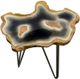 A & B Home Brown Resin Top Side Table with Black Metal Legs-2